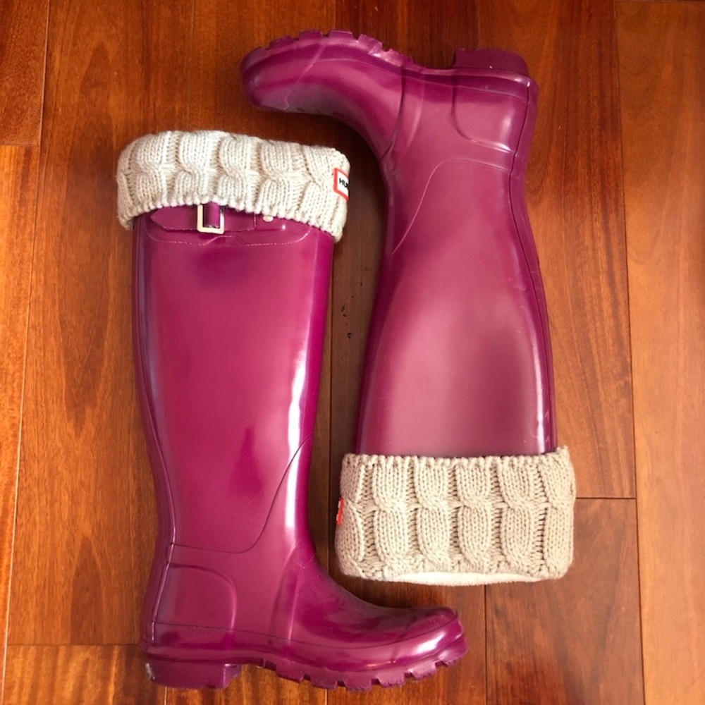 HUNTER - Tall High Gloss Rain Boot (Size 5) - Picture 1 of 5